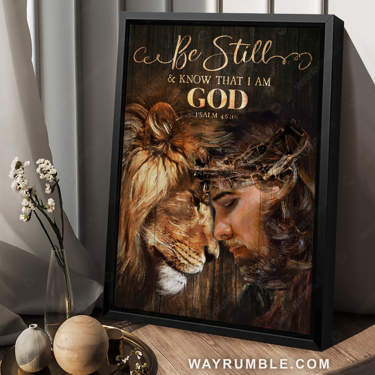 Bible verse, Awesome Lion of Judah, Jesus painting, Be still & know that I am God - Jesus Portrait Canvas Prints, Christian Wall Art