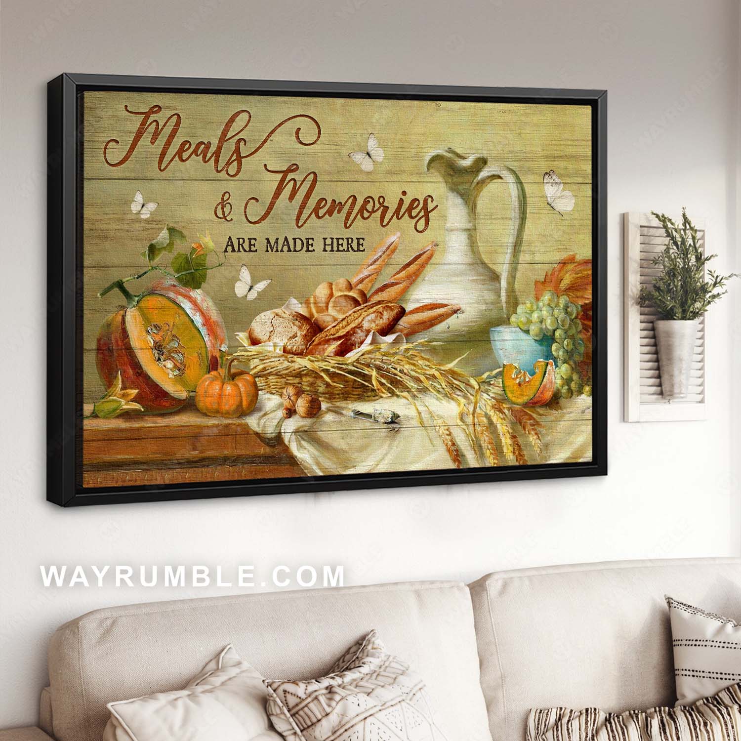 Kitchen drawing, Food art, White butterfly, Meals & memories are made here - Jesus Landscape Canvas Prints, Home Decor Wall Art