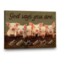 Lovely pigs, God says you are - Jesus Landscape Canvas Prints, Wall Art