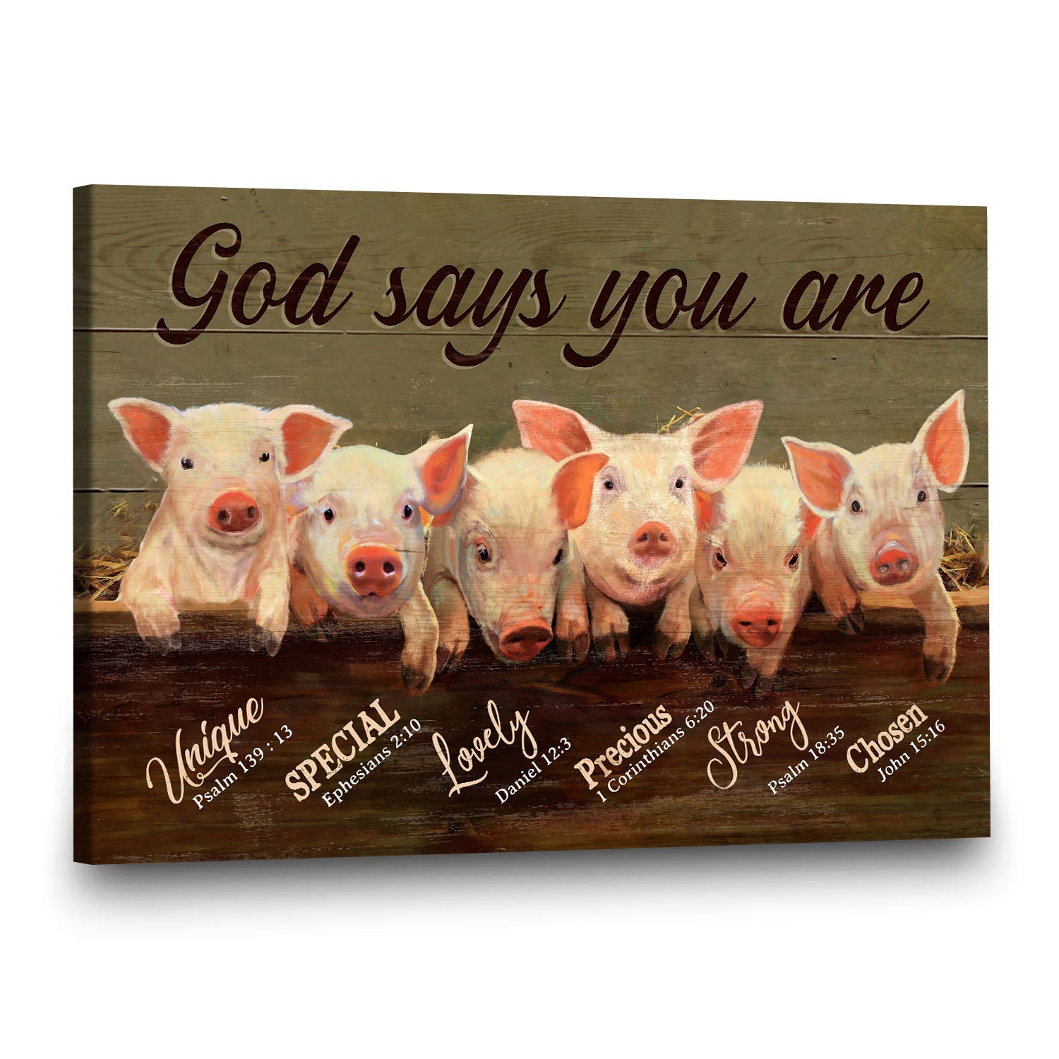 Lovely pigs, God says you are - Jesus Landscape Canvas Prints, Wall Art