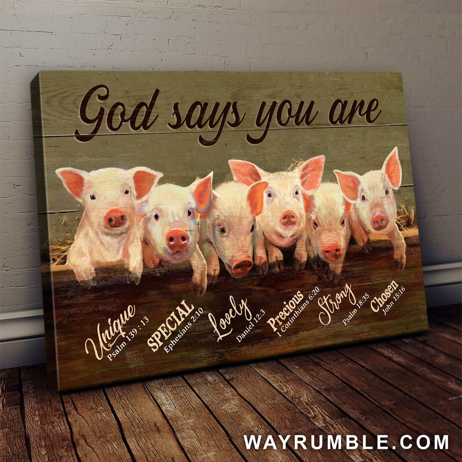 Lovely pigs, God says you are - Jesus Landscape Canvas Prints, Wall Art