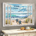 Turtle, Beach, Seagull, Today I choose joy - Jesus Landscape Canvas Prints, Wall Art