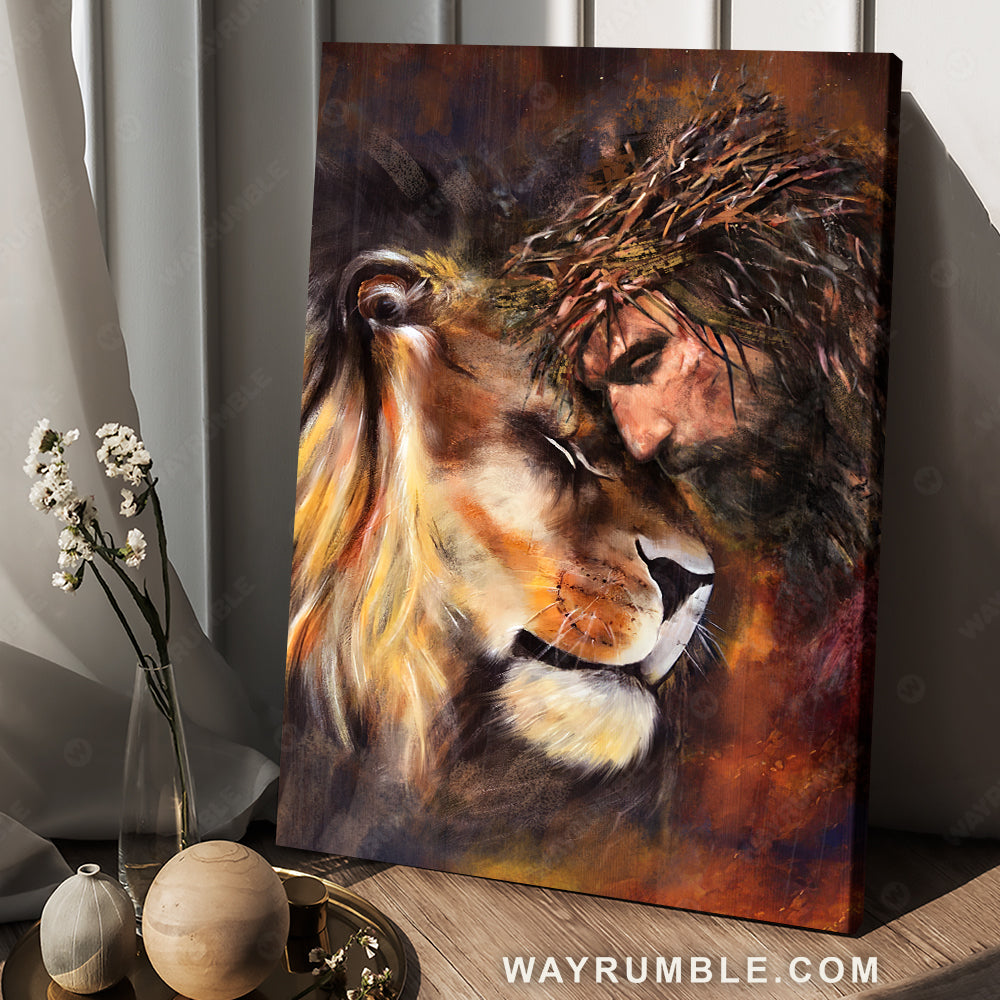 Abstract art, Jesus painting, Watercolor lion head, Lion of Judah - Jesus Portrait Canvas Prints, Christian Wall Art