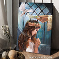 Gorgeous crown, Pretty flower wreath, Holy spirit dove, Beautiful queen - Jesus Portrait Canvas Prints, Christian Wall Art