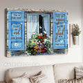 Blue windows, Lovely flowers, White butterfly, The day that the Lord has made - Jesus Landscape Canvas Prints, Home Decor Wall Art