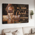 Great cross, Christ the redeemer, Chain drawing, I can do all things through Christ - Jesus Landscape Canvas Prints, Christian Wall Art