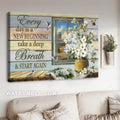 Hummingbird painting, Flower vase, White flower, Every day is a new beginning - Jesus Landscape Canvas Prints, Home Decor Wall Art
