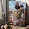Beautiful lady, Red poppy field, White butterfly, Christ the redeemer - Jesus Portrait Canvas Prints, Christian Wall Art