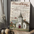Old church, Red cardinal, Wooden cross, Great song, I love to tell the story - Jesus Portrait Canvas Prints, Christian Wall Art