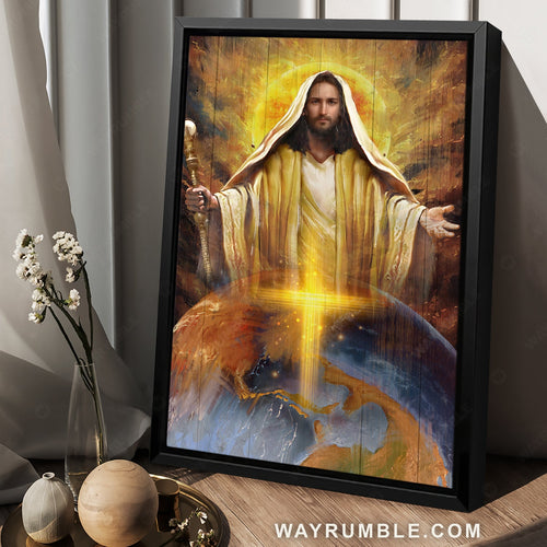 Abstract Jesus painting, Religious art, He's got the whole world in his hands - Jesus Portrait Canvas Prints, Christian Wall Art