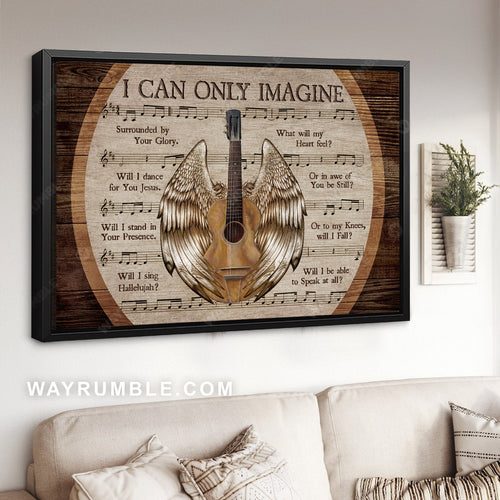 Acoustic guitar, Angel wings, Vintage painting, Religious art, I can only imagine - Jesus Landscape Canvas Prints, Home Decor Wall Art