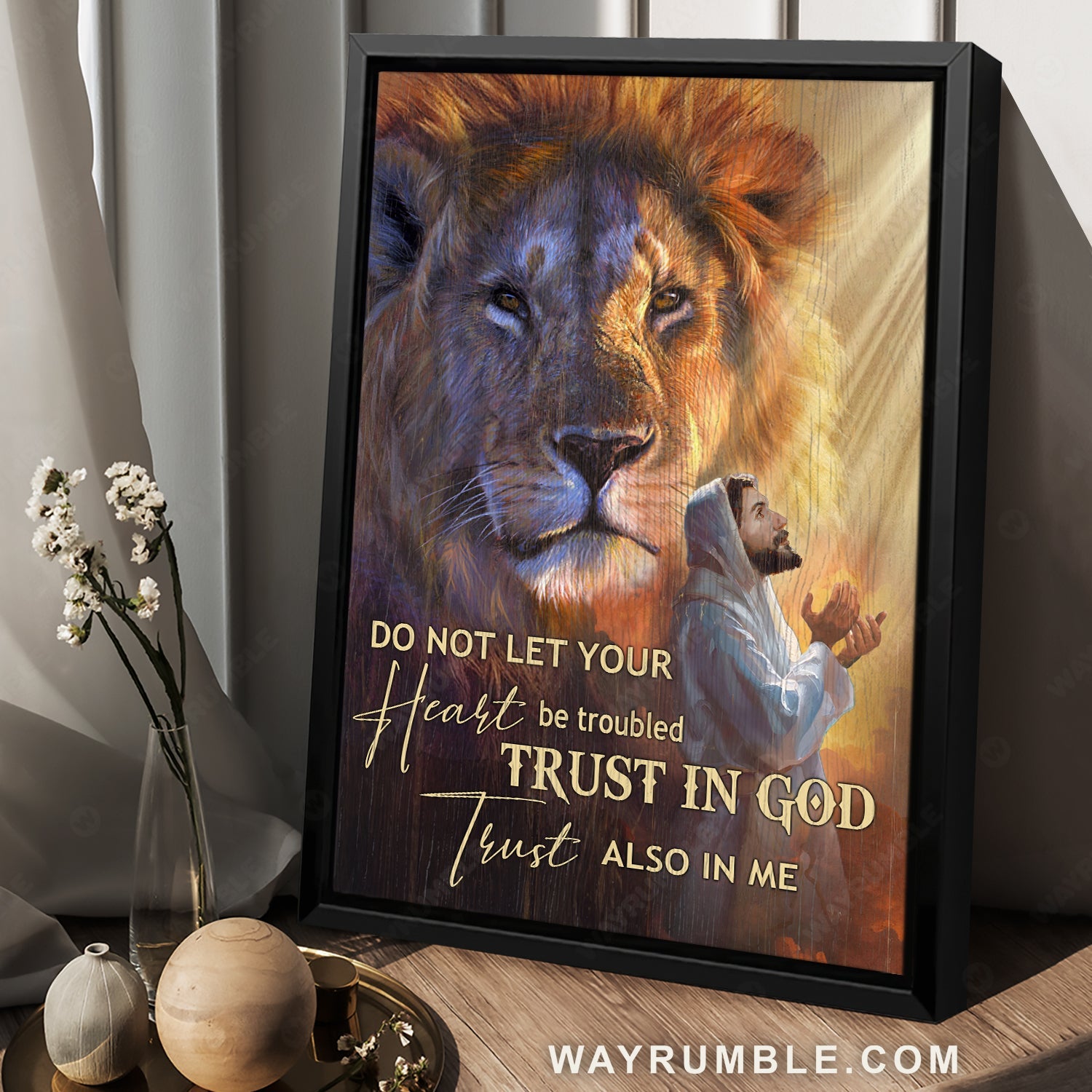Bible verse, Jesus painting, Lion of Judah, Trust in God, trust also in me - Jesus Portrait Canvas Prints, Christian Wall Art