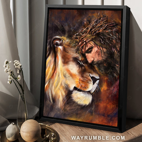 Abstract art, Jesus painting, Watercolor lion head, Lion of Judah - Jesus Portrait Canvas Prints, Christian Wall Art