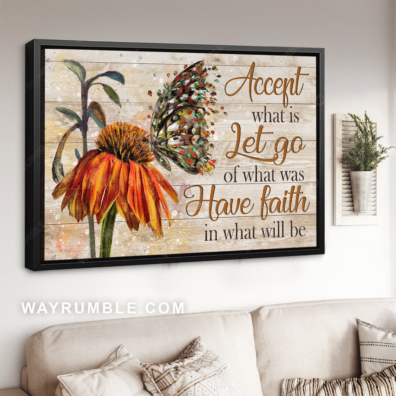 Colorful butterfly, Watercolor flower, Inspirational quote, Have faith in what will be - Jesus Landscape Canvas Prints, Home Decor Wall Art