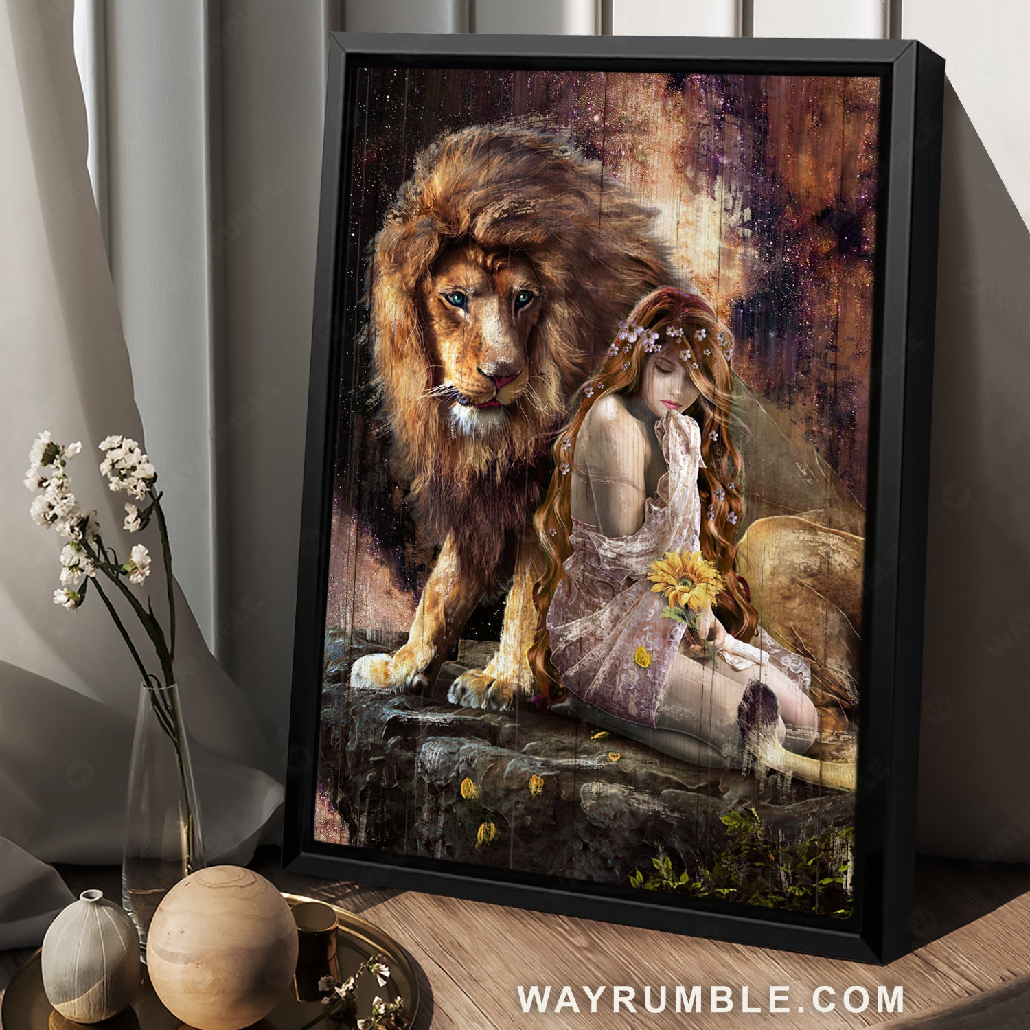 Lion of Judah, Beautiful woman, Abstract art, Wonderful universe - Jesus Portrait Canvas Prints, Christian Wall Art