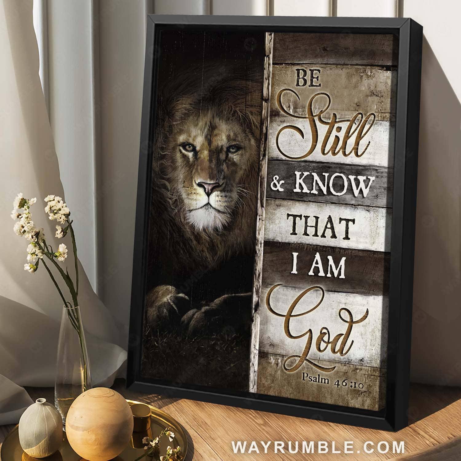 Great lion head, Bible verse, Lion of Judah, Be still & know that I am God - Jesus Portrait Canvas Prints, Christian Wall Art