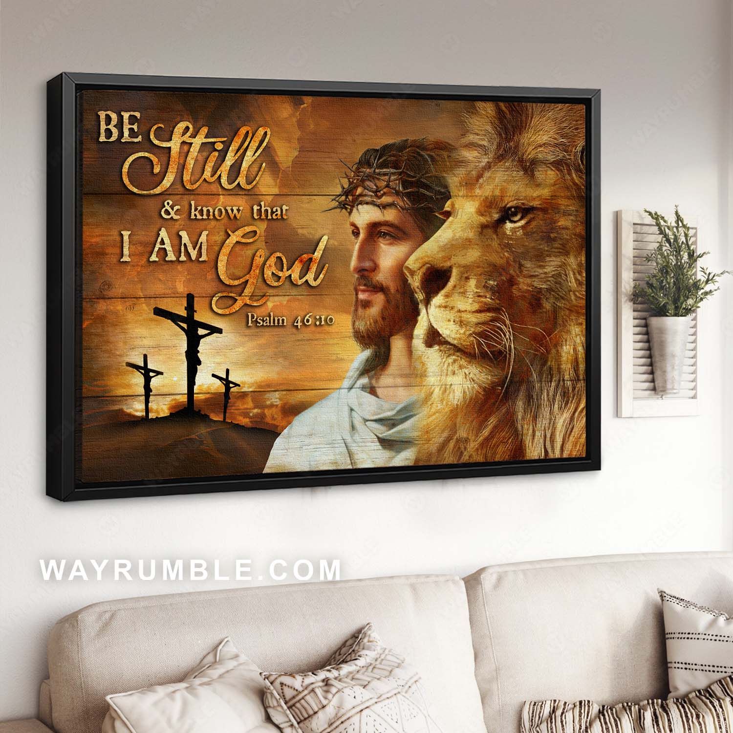 Crucifixion of Jesus, Jesus painting, Lion of Judah, Be still & know that I am God - Jesus Landscape Canvas Prints, Christian Wall Art