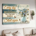 Daisy flower, Monarch butterfly, Ceramic vase, Every day is a new beginning - Jesus Landscape Canvas Prints, Home Decor Wall Art