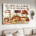 Awesome kitchen painting, Red poppy, Cardinal drawing, Bless the food before us - Jesus Landscape Canvas Prints, Home Decor Wall Art
