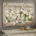 White tulip, Still art, Amazing grace - Jesus Landscape Canvas Prints, Wall Art