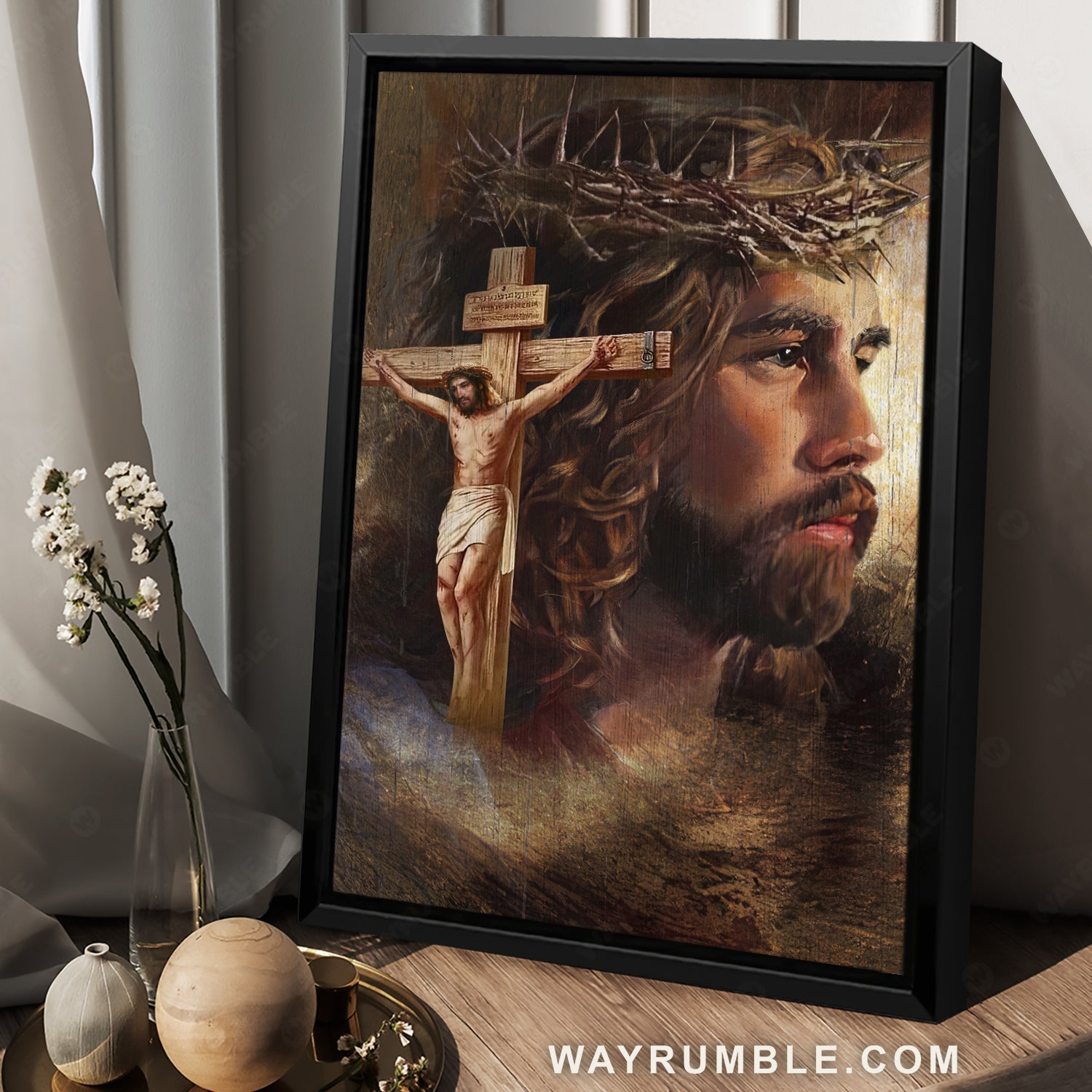 Crucifixion of Jesus, Jesus painting, Crown of thorns, Christ the redeemer - Jesus Portrait Canvas Prints, Christian Wall Art