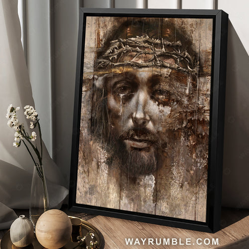 Abstract Jesus painting, Crown of thorns, Religious art, Jesus wept - Jesus Portrait Canvas Prints, Christian Wall Art