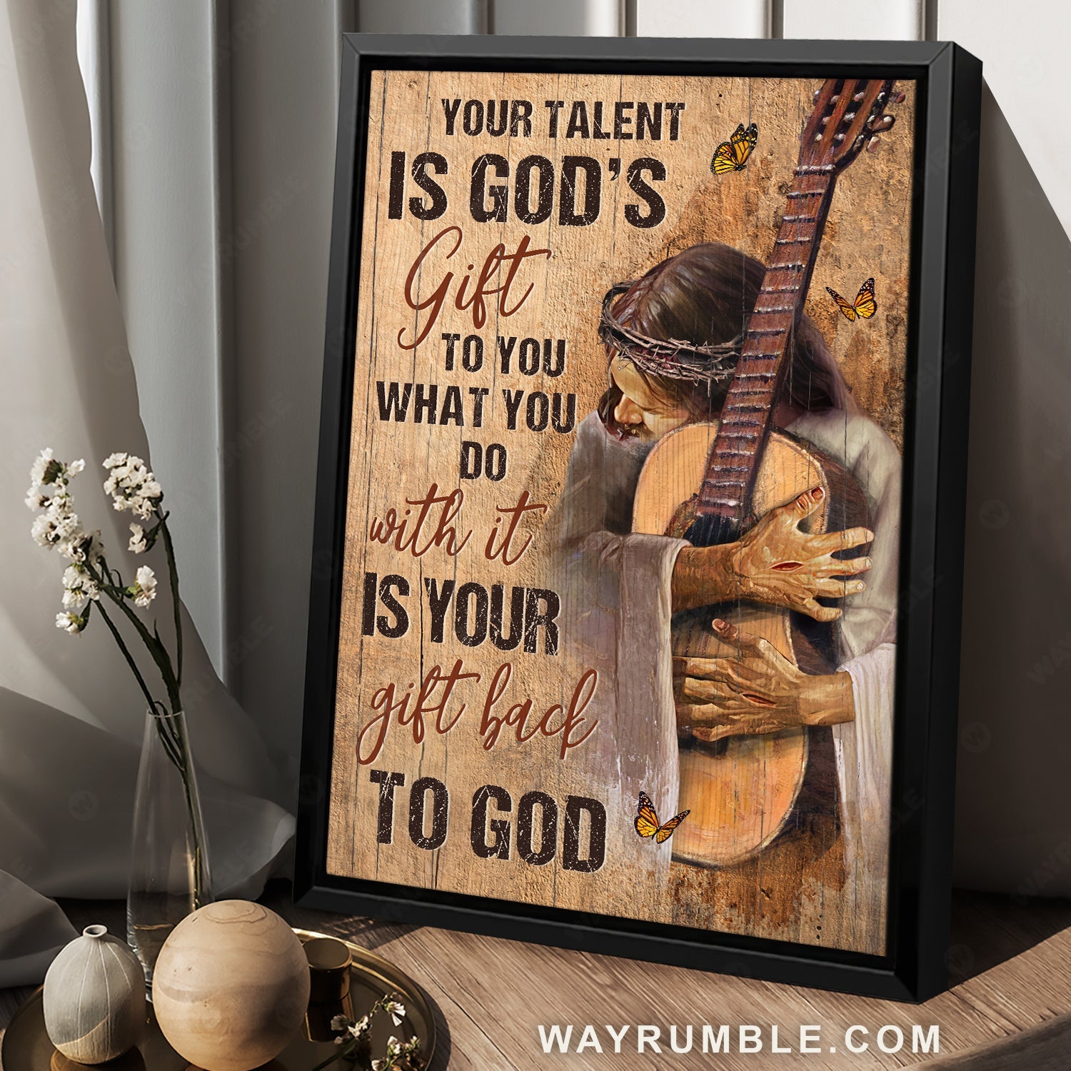 Guitar drawing, Jesus painting, Monarch butterfly, Your talent is God's gift to you - Jesus Portrait Canvas Prints, Christian Wall Art