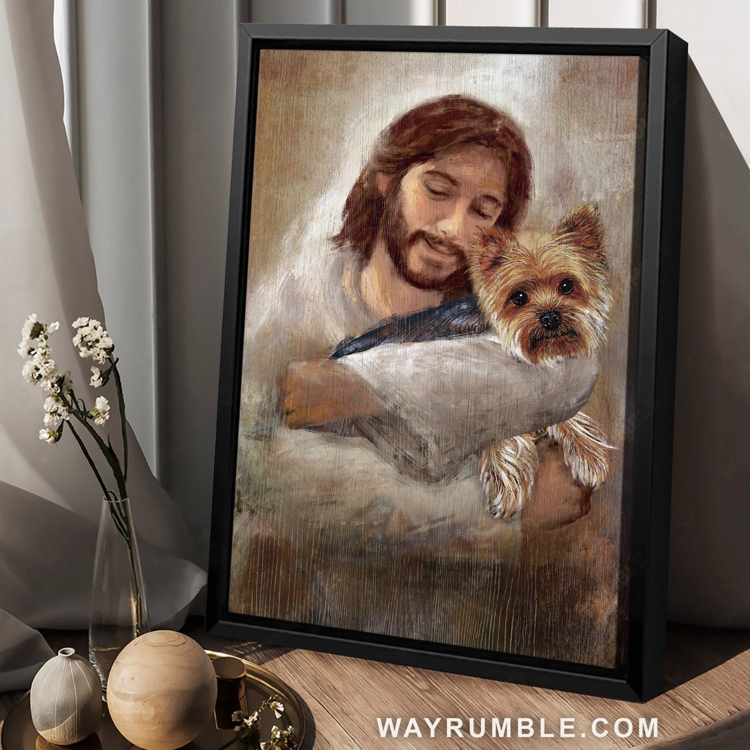 Yorkshire Terrier, Little dog, Jesus painting, Abstract art - Jesus Portrait Canvas Prints, Christian Wall Art