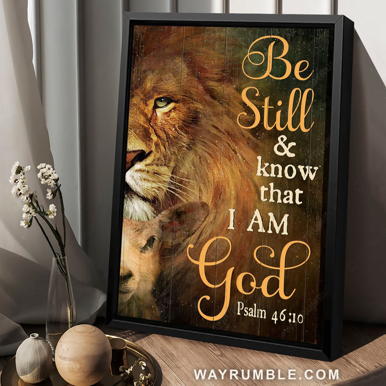 Awesome lion head, Lion of Judah, Lamb of God, Be still & know that I am God - Jesus Portrait Canvas Prints, Christian Wall Art