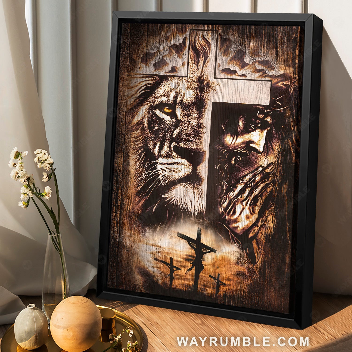Crucifixion of Jesus, Lion of Judah, Jesus painting, The Lord's prayer - Jesus Portrait Canvas Prints, Christian Wall Art