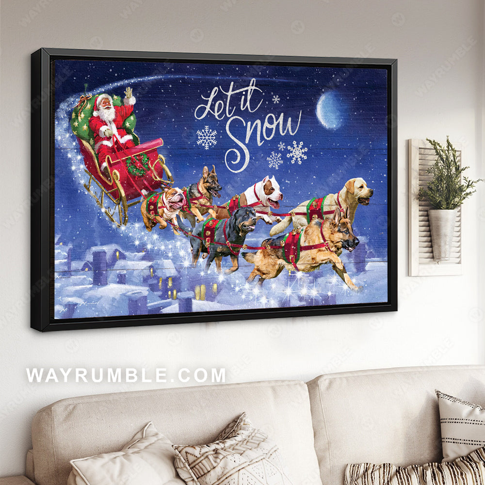 Dog drawing, Santa Claus, Christmas eve, Let it snow - Jesus Landscape Canvas Prints, Home Decor Wall Art