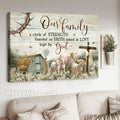 Flower field, Rustic farmhouse, Lamb of God, Our family kept by God - Jesus Landscape Canvas Prints, Home Decor Wall Art