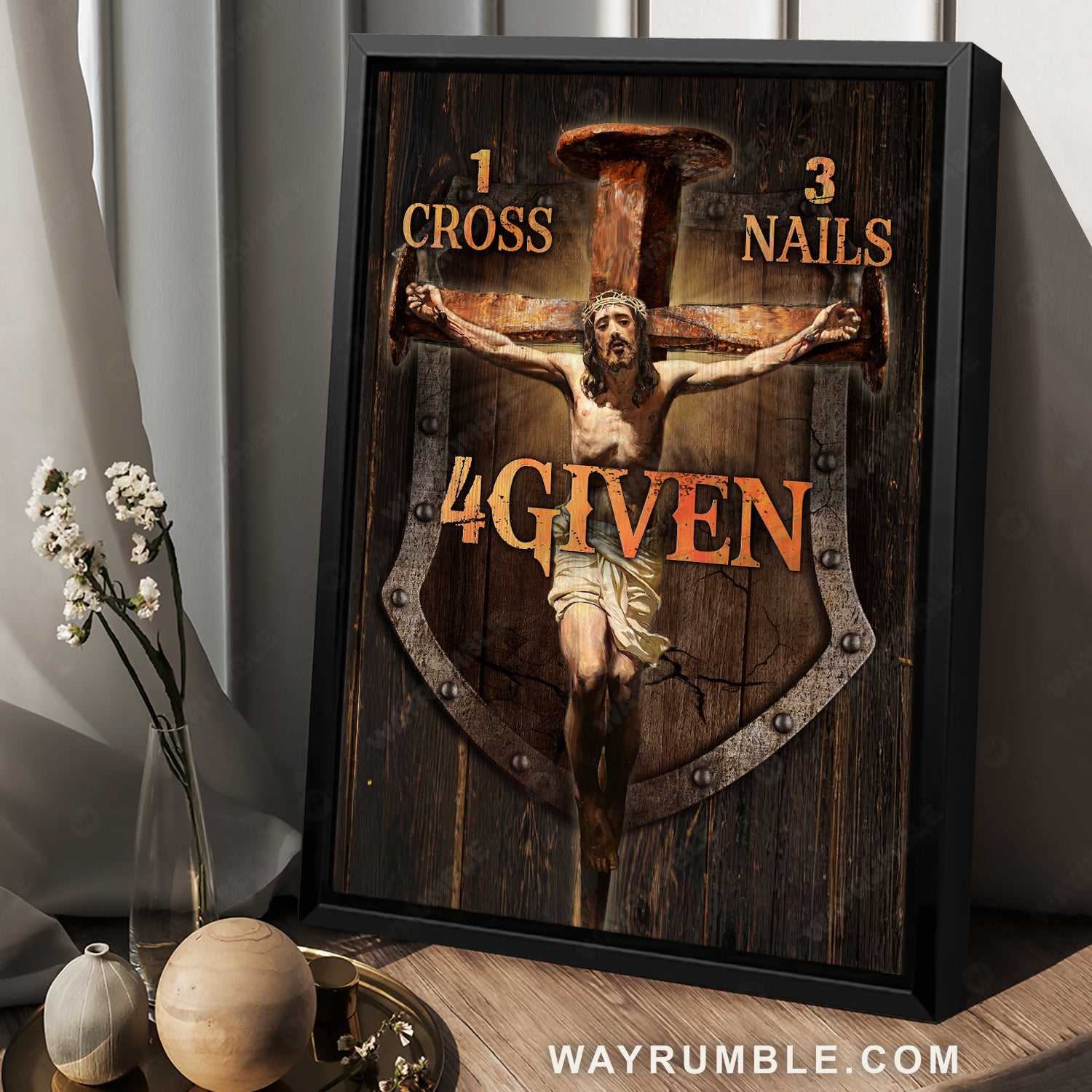 Crucifixion of Jesus, Jesus painting, Abstract cross drawing, 1 cross, 3 nails, 4given - Jesus Portrait Canvas Prints, Christian Wall Art