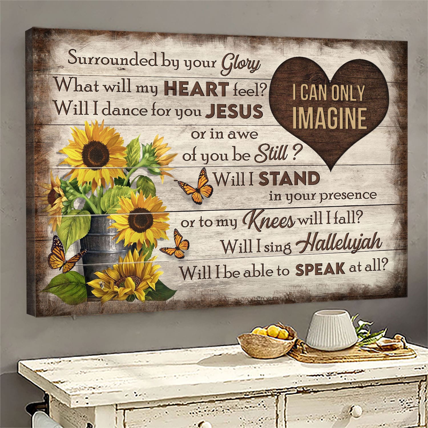 Butterfly and sunflower - I can only imagine Jesus Landscape Canvas Prints, Wall Art