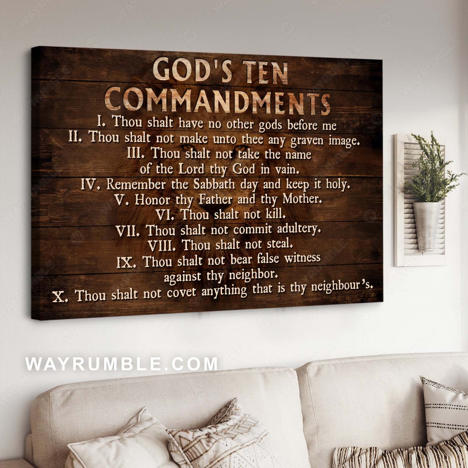 Abstract lion head, Bible verses, Inspirational quote, God's ten commandments - Jesus Landscape Canvas Prints, Christian Wall Art