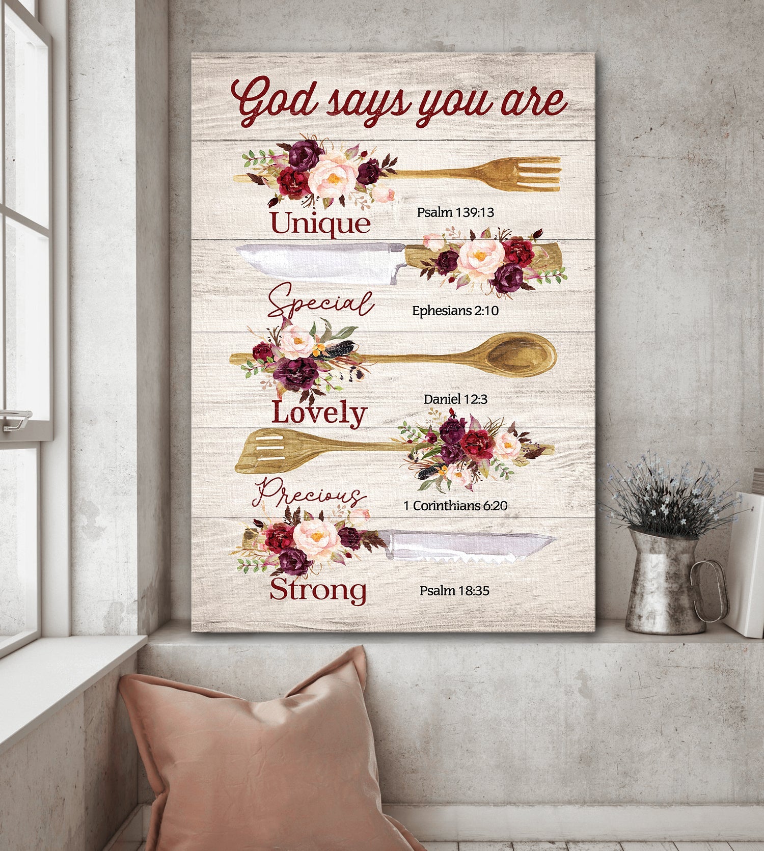 Kitchen painting, Dinner time, Flower drawing, God says you are unique - Jesus Portrait Canvas Prints, Wall Art