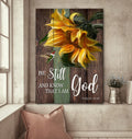 Sunflower, Hummingbird, Still Painting, Be still and know that I am God - Jesus Portrait Canvas Prints, Wall Art