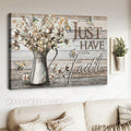 Cotton flower, Watercolor hummingbird, Flower vase, Just have faith - Jesus Landscape Canvas Prints, Home Decor Wall Art