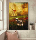 Jesus Painting, Schnauzer, Flower Field, To the beautiful world - Schnauzer Portrait Canvas Prints, Wall Art